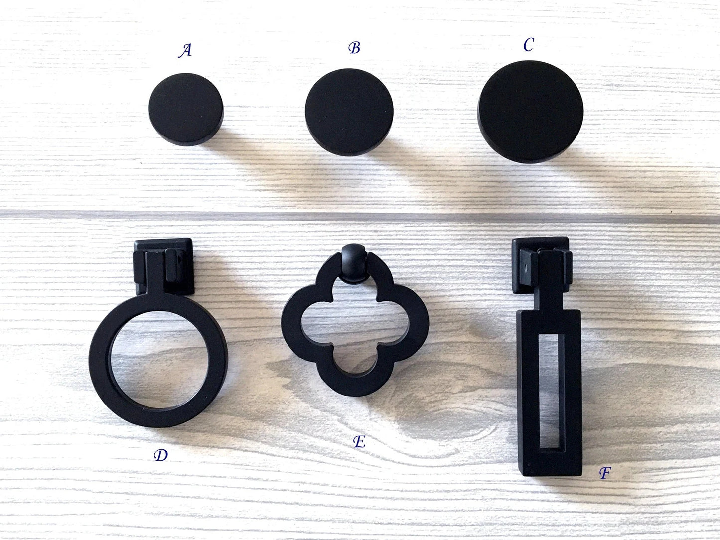 Drop Ring Drawer Pulls, Circle Cabinet Knobs, Matte Black, Rectangular, Clover