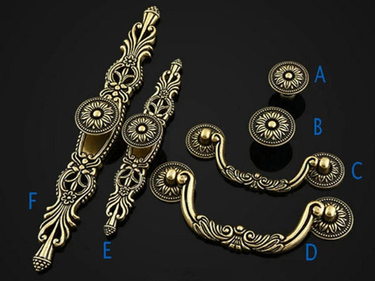 Vintage Style Dresser Drawer Pulls, Antique Bronze, Georgian Cabinet Hardware