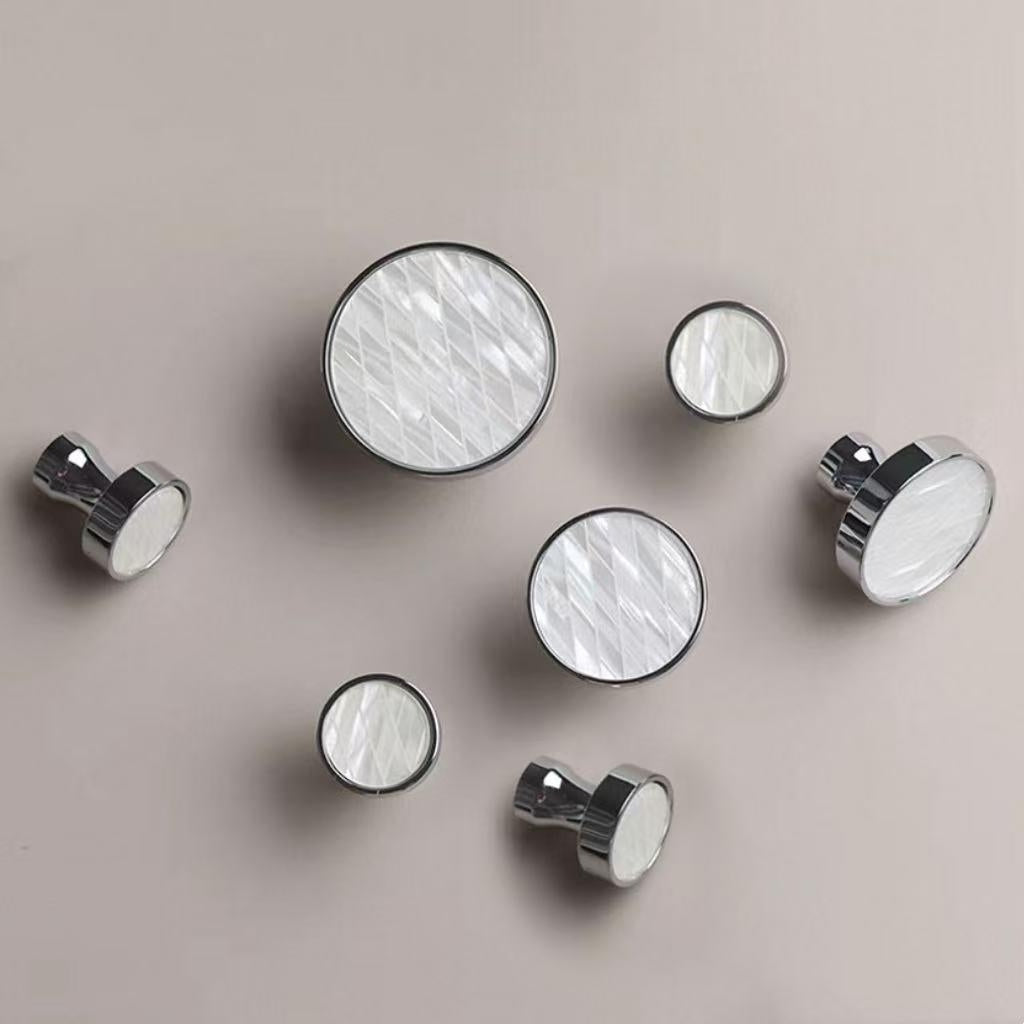 Nordic Mother of Pearl Brass Cabinet Knob, Chrome Shell Drawer Pull, Decorative Kitchen Hardware