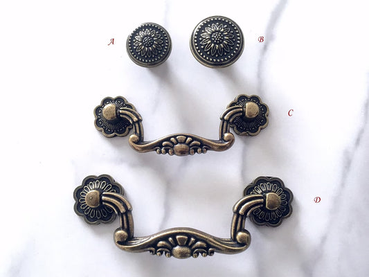 3" 3.75" Vintage Style Drop Bail Drawer Pulls, Antique Bronze, 76 96 mm Centers