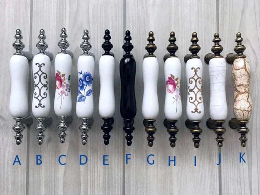 3" Centers Porcelain Cabinet Pull, Ceramic Drawer Handles 76 mm Holes