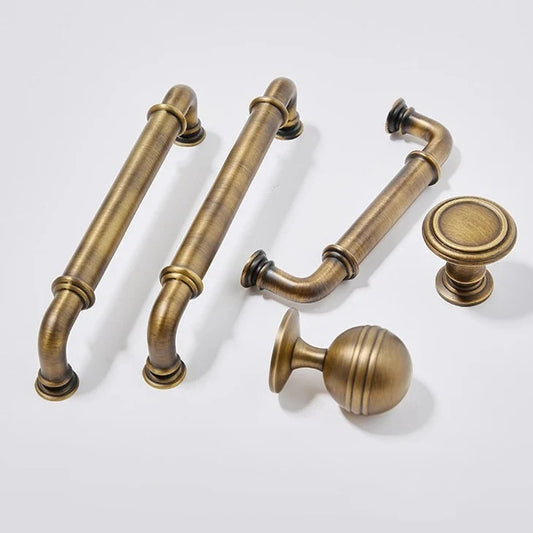 3.75" 5" Solid Brass Cabinet Handles in Antique Bronze, Retro Kitchen Hardware