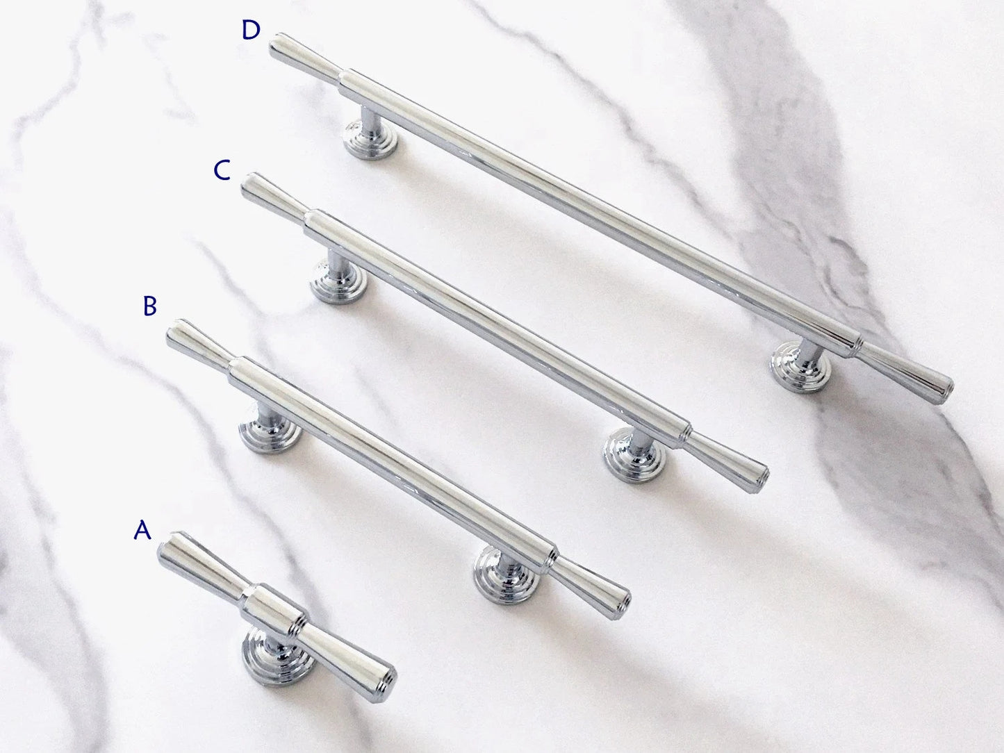 Polished Chrome Cabinet Handles, Drawer Bar Pulls, Contemporary Kitchen Hardware