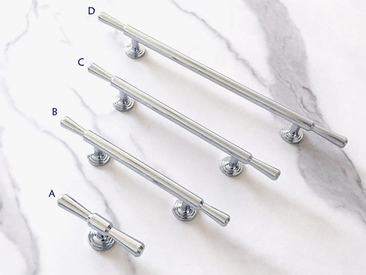 Polished Chrome Cabinet Handles, Drawer Bar Pulls, Contemporary Kitchen Hardware
