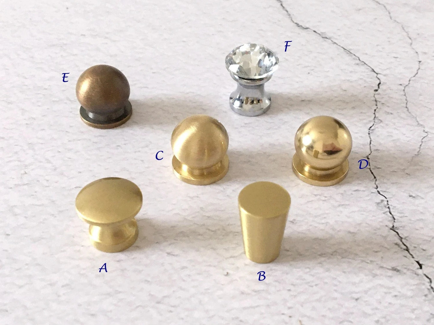 1/2" Dia Mini Drawer Pull, Brass Jewelry Box Knobs, Tiny Crystal Hardware