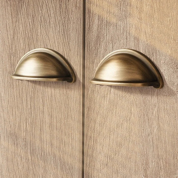 3" 76 mm Centers Brass Cup Drawer Pulls, Polished Gold Chrome Antique Bronze