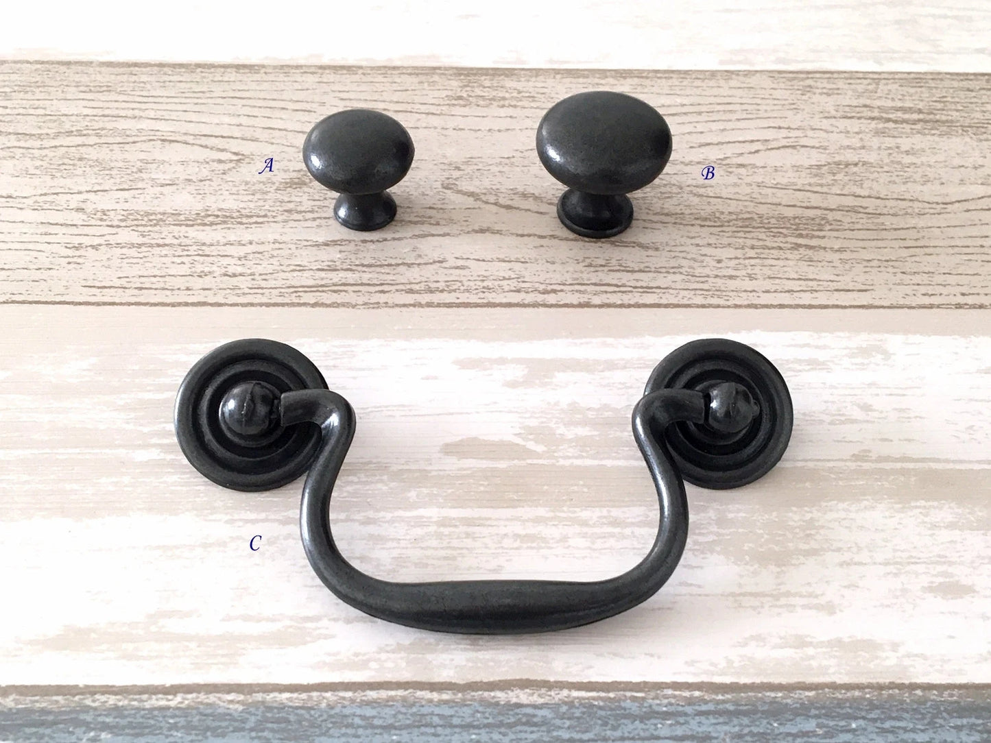 3.5" Drawer Pulls Drop Handles Antique Black Vintage Style Hardware