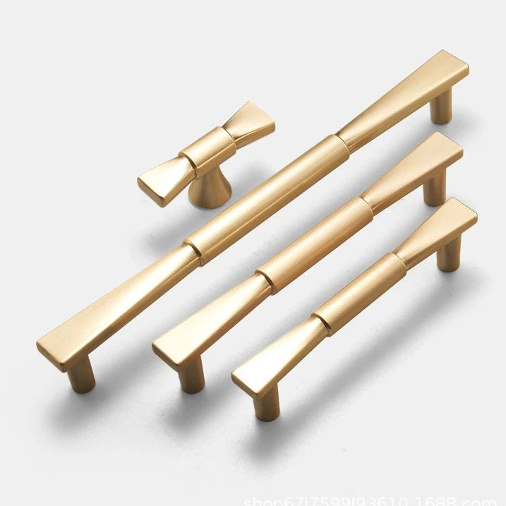 3.75" 5" 7.5" Brushed Gold Cabinet Pulls, Mid Century Modern Kitchen Hardware