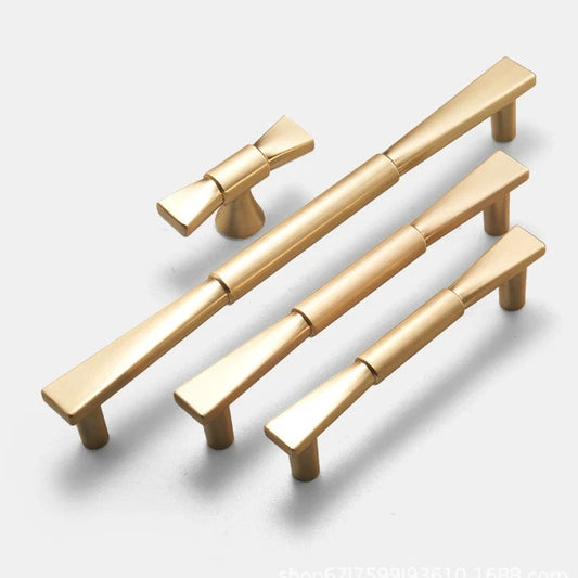 3.75" 5" 7.5" Brushed Gold Cabinet Pulls, Mid Century Modern Kitchen Hardware