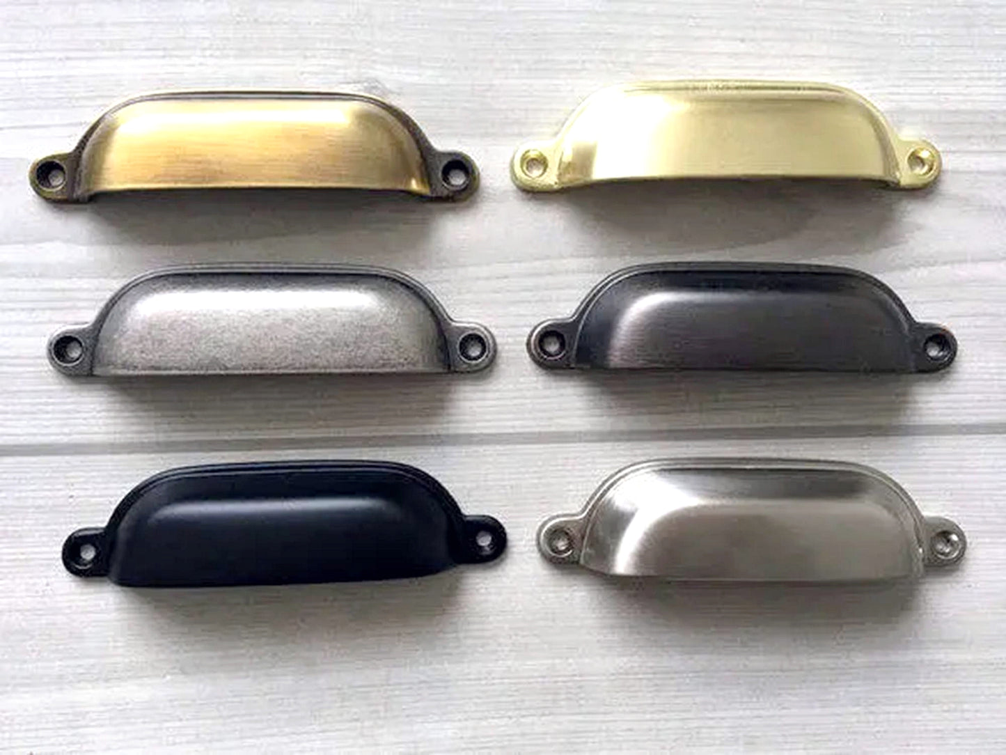 3.75" Centers Cup Drawer Pull, Gold, Silver, Bronze, Nickel, Pewter
