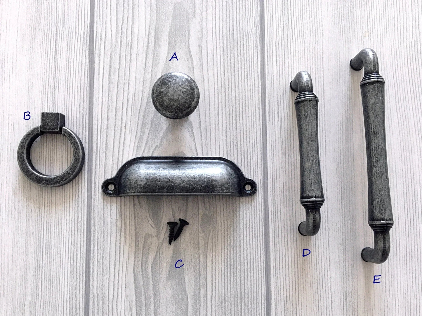 Antique Pewter Drawer Pulls Cabinet Handles