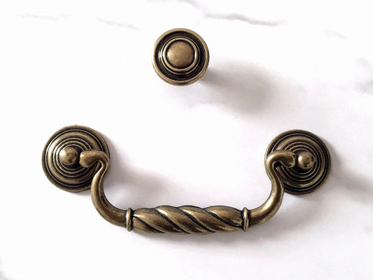 5“ Vintage Style Bail Drawer Pulls Drop Handle, Antique Bronze, 128 mm Centers