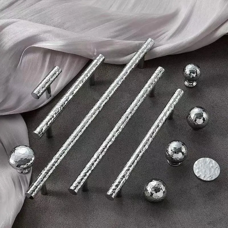 Hammered Brass Drawer Pulls, T Bar Cabinet Door Handles, Ball Knobs, Polished Chrome