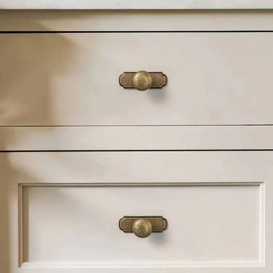 Drawer Knob with Backplate, Antique Bronze, Retro Rustic MCM, Kitchen Cabinet Hardware