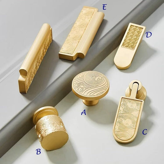 Solid Brass Cabinet Knobs, Classic Cylinder, Oriental Kitchen Hardware