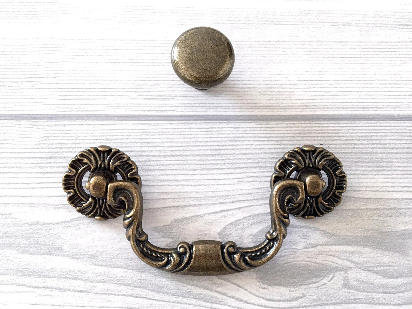 3.5" Antique Bronze Drawer Pull Rustic Drop Handle Hardware Vintage Style