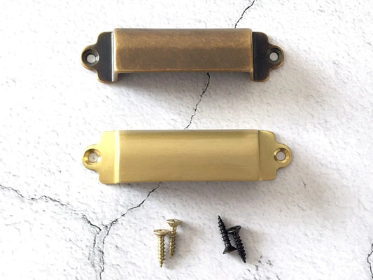 2.8" Centers Vintage Style Brass Drawer Pull Front Screw, Cup Handles, Antique Bronze, 72 mm Holes