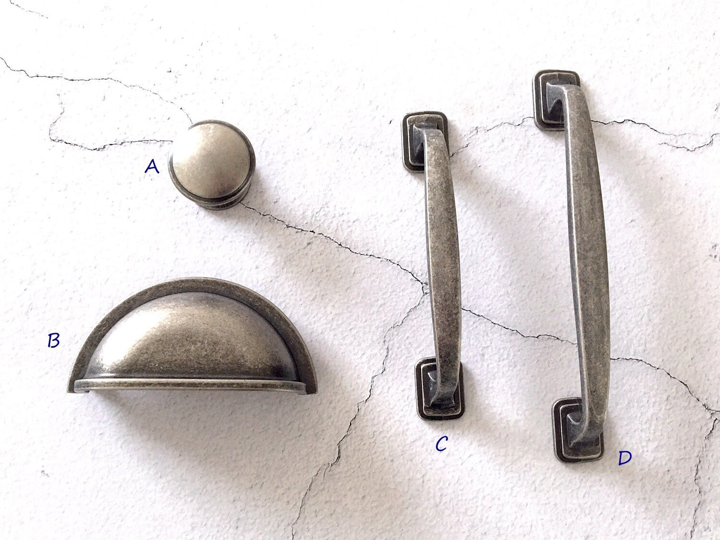 3,5" Cup Pull 4" Centers Antik Zinn Schublade zieht Schrank Griffe