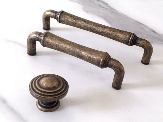 Retro Antique Bronze Drawer Pulls, Rustic Kitchen Cabinet Hardware