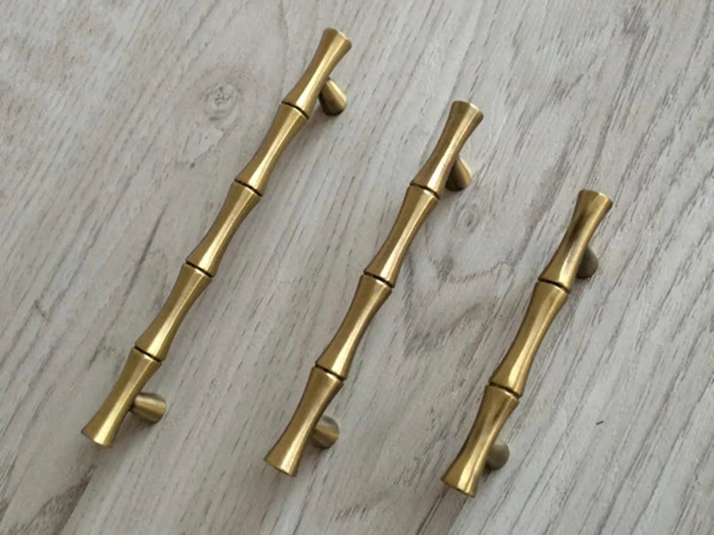 2.5" 3.75" 5" Bamboo Drawer Pull Cabinet Handle Brushed Bronze