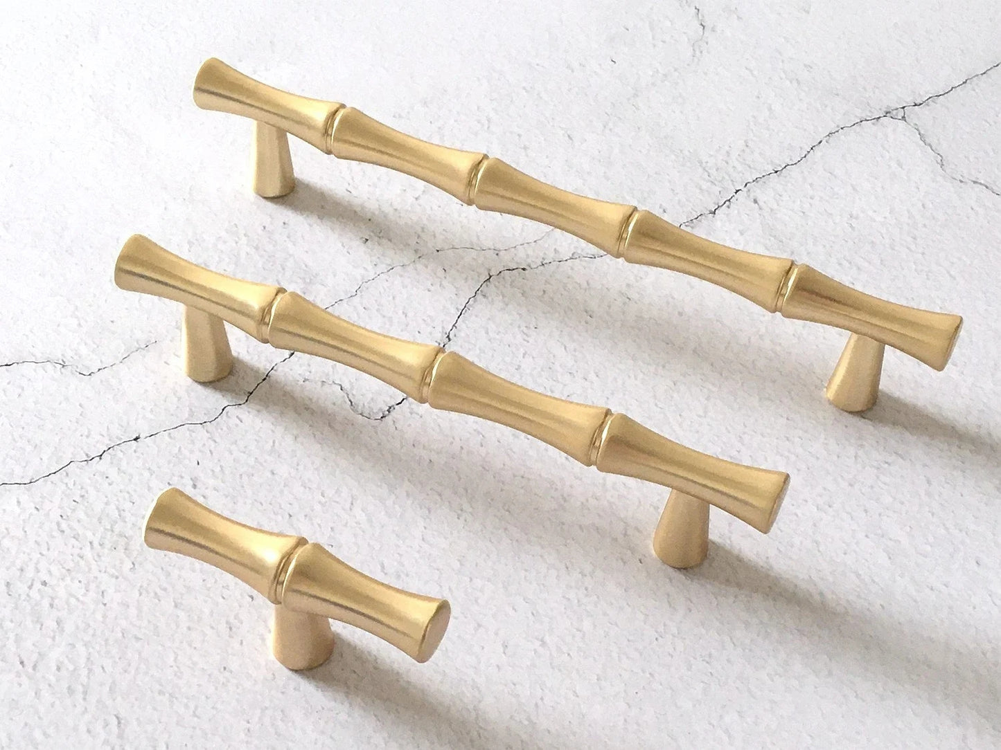 Gold Bamboo Knob Drawer Pulls Handles MCM Kitchen Hardware