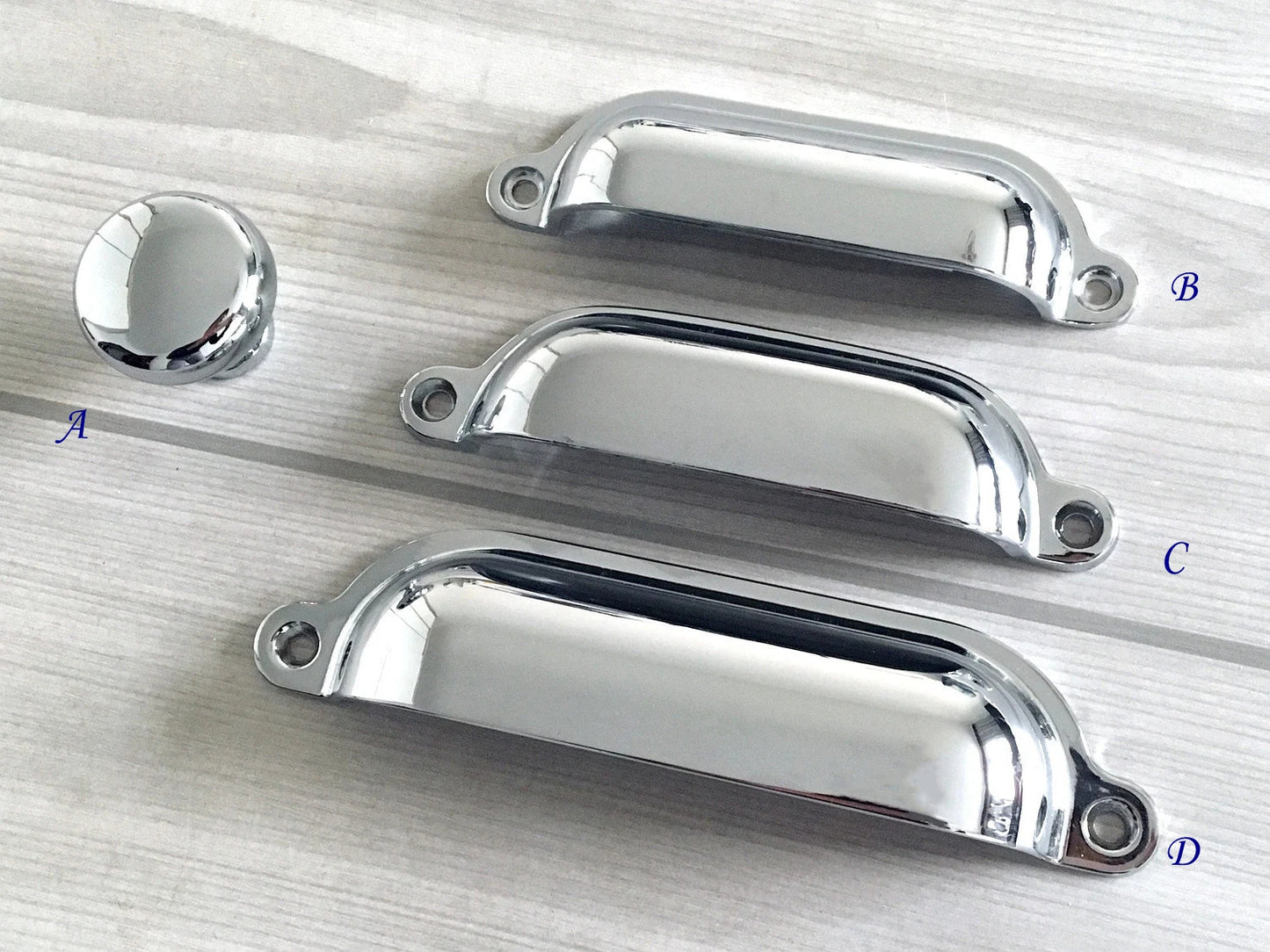 Cup Drawer Pull and Knobs, Polished Chrome, 3.5" 3.75" 4.75" Centers