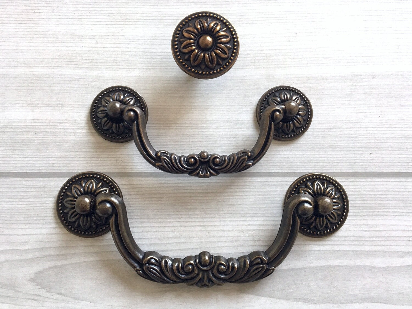 3.75" 5" Vintage Style Bail Drawer Pulls Drop Handle Dark Antique Brass