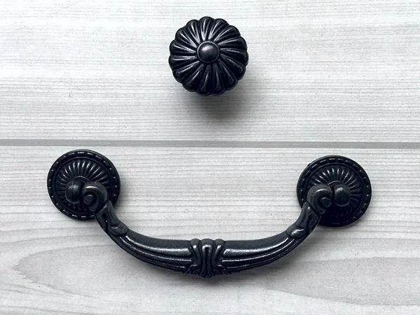 4.5" Vintage Style Antique Black Bail Drawer Pull | Kitchen Cabinet Knob