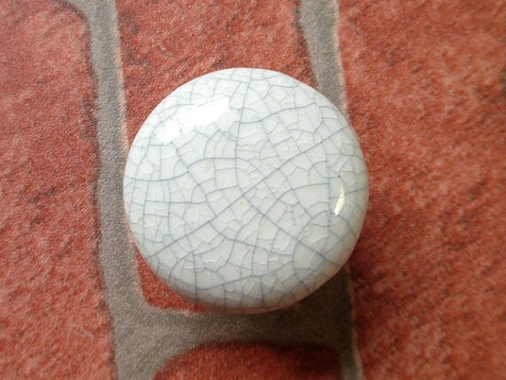 Crackle Ceramic Cabinet Knobs, Drawer Pulls, 1.25" and 1.5" Diameter