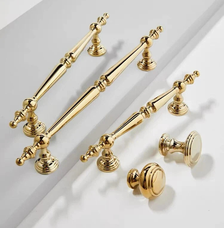 Polished Gold Brass Cabinet Bar Pulls European Style Luxury Shiny
