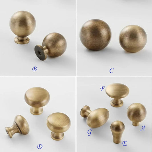 Solid Brass Antique Bronze Cabinet Knobs, Sphere Ball Drawer Pull