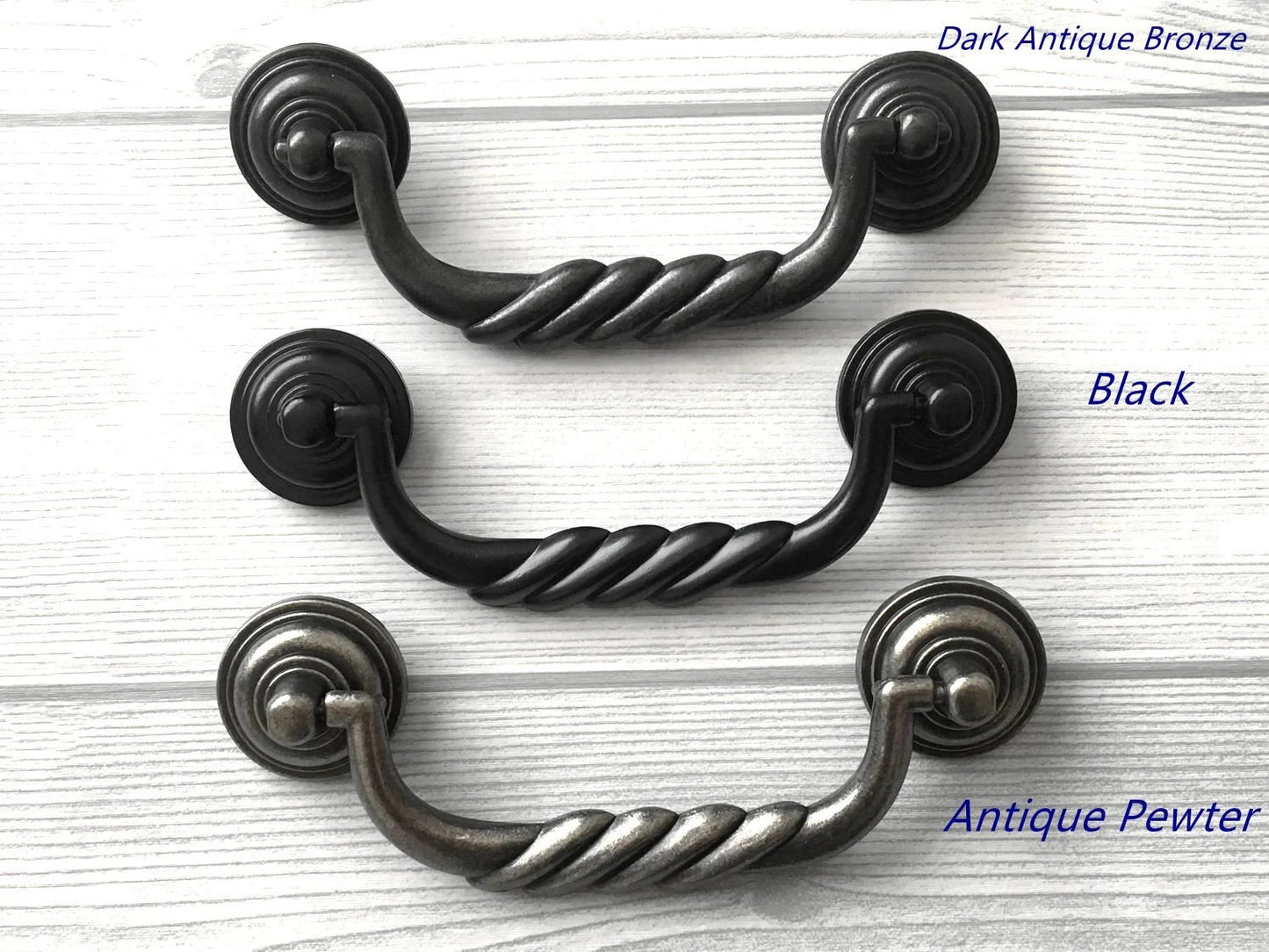 4.5" Drawer Pull Drop Bail, Vintage Style, Antique Pewter Black Bronze