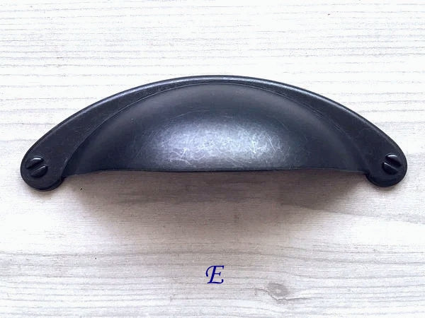 Antique Black Cabinet Knob Cup Dresser Drawer Pulls Rustic