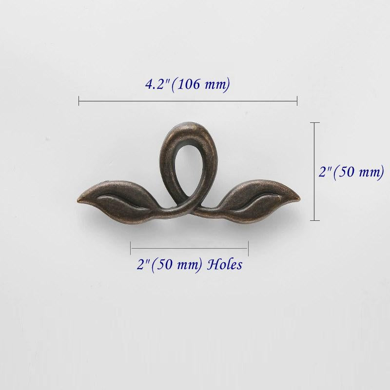2 inches Antique Bronze Dresser Drawer Pulls Leaf