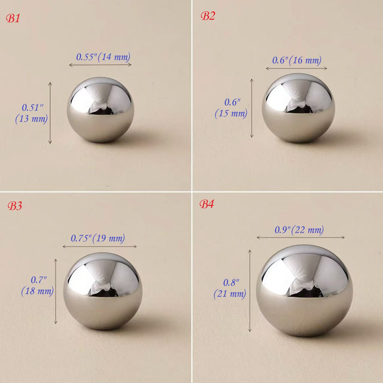 polished chrome silver sphere knob