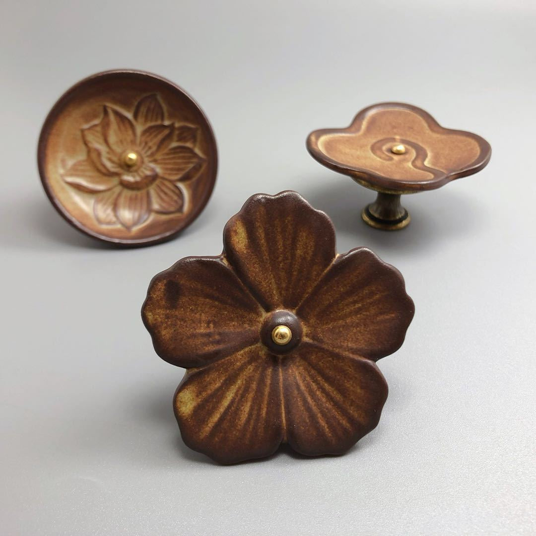 Asian inspired ceramic kitchen cabinet knob for traditional home decor
