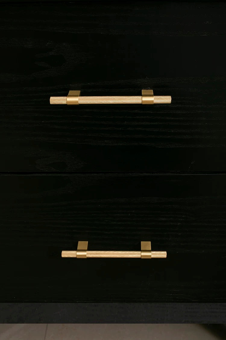 Knurled Cabinet Bar Pulls 96 128 224 320 mm, Brass / Matte Black, Sleek Modern Kitchen Hardware