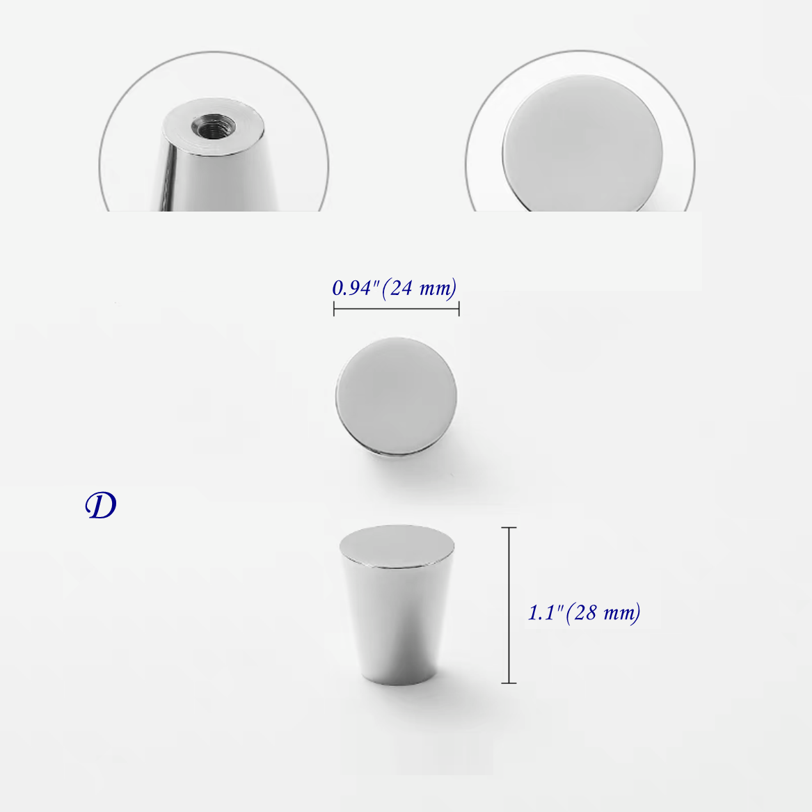 Cone Brass Drawer Knobs - Polished Chrome - LynnsHardware