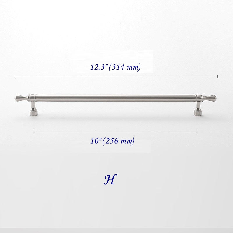 Solid Brass Euro Cabinet Bar Handle & T Knob - Brushed Nickel Steel