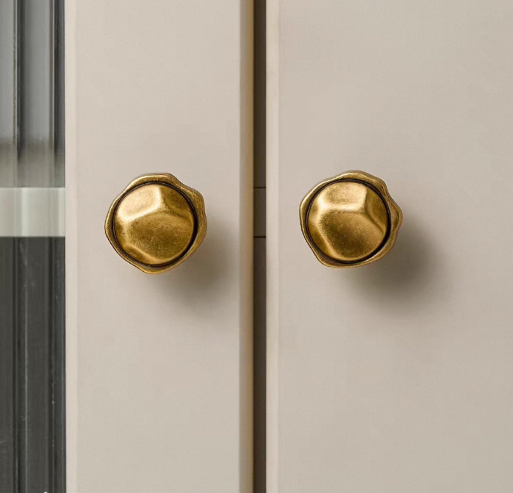 Antique Bronze Cabinet Knobs, Solid Brass, Rustic Retro Kitchen Hardware