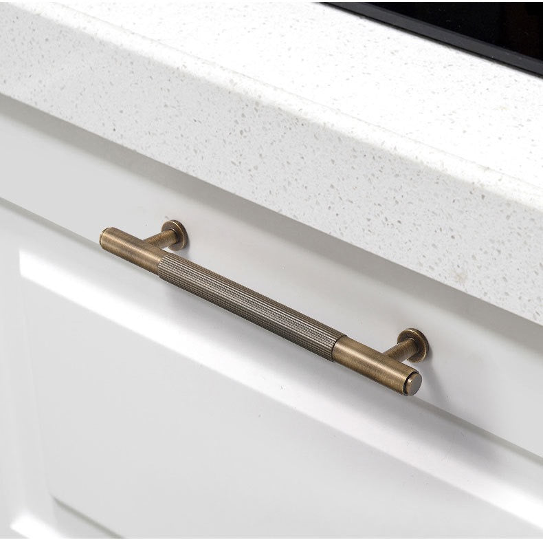 Fluted Brass Cabinet Pulls 96 128 160 224 256 320 mm, Antique Bronze Knurled Kitchen Hardware