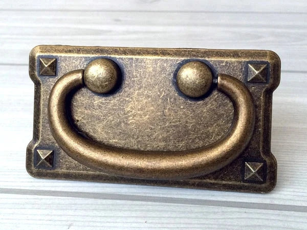 3" Rectangle Drop Bail Drawer Pulls with Backplate, Vintage Style, Antique Bronze