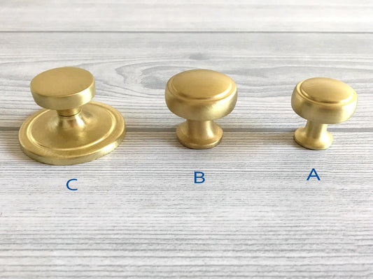 Drop Ring Drawer Pulls, Circle Cabinet Knobs, Brushed Gold Brass, Rectangular, Clover