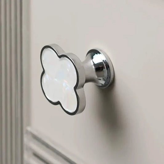 Clover Cabinet Knobs, MCM Drawer Pulls, Brass Shell, Brushed Gold, Polished Chrome,