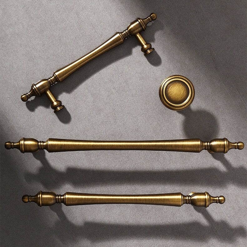 Brass Cabinet Handles Antique Bronze Drawer Pulls, 96 128 160 mm centers