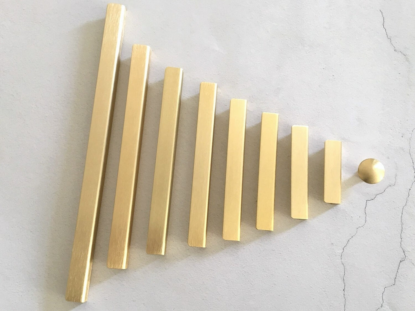 Brushed Gold Brass Cabinet Pull Handles, Alumimum, Mid Century Modern Kitchen Hardware