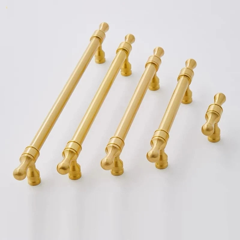 Cabinet Bar Pulls, Solid Brass, Brushed Gold, Modern Mid Century Kitchen Hardware