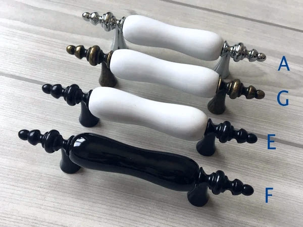 3" Centers Porcelain Cabinet Pull, Ceramic Drawer Handles 76 mm Holes