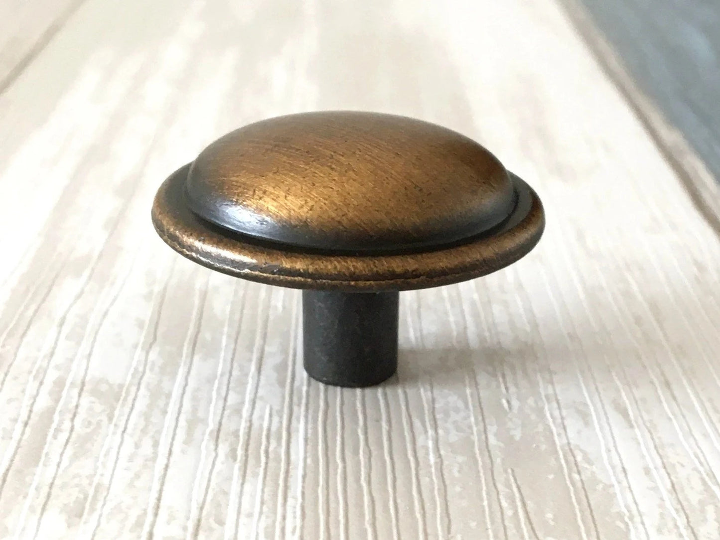 3.25" Centers Vintage Style Bail Drawer Pull with matching knob, Antique Gold Brass