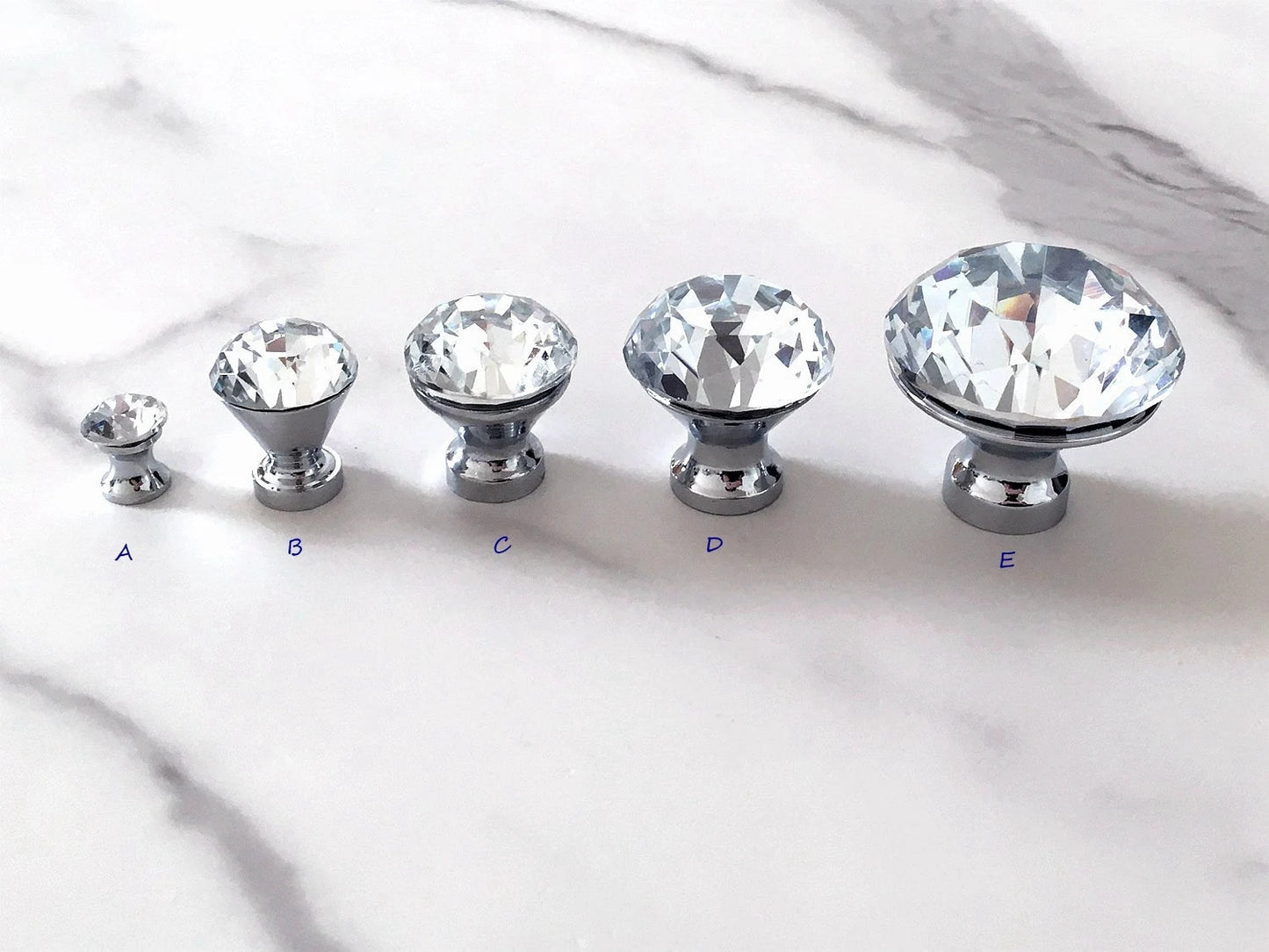 Glass Dresser Pull, Crystal Drawer Knob, Kitchen Cabinet Hardware, Clear Silver